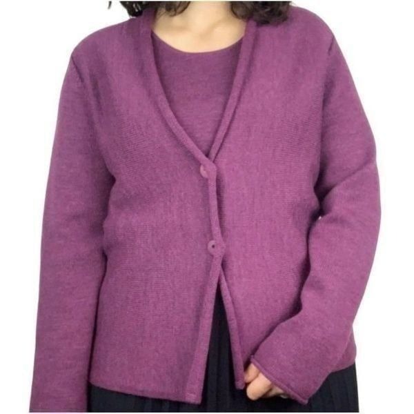 Eileen Fisher 100% Merino Wool Button Front Cardigan Sweater Size Medium