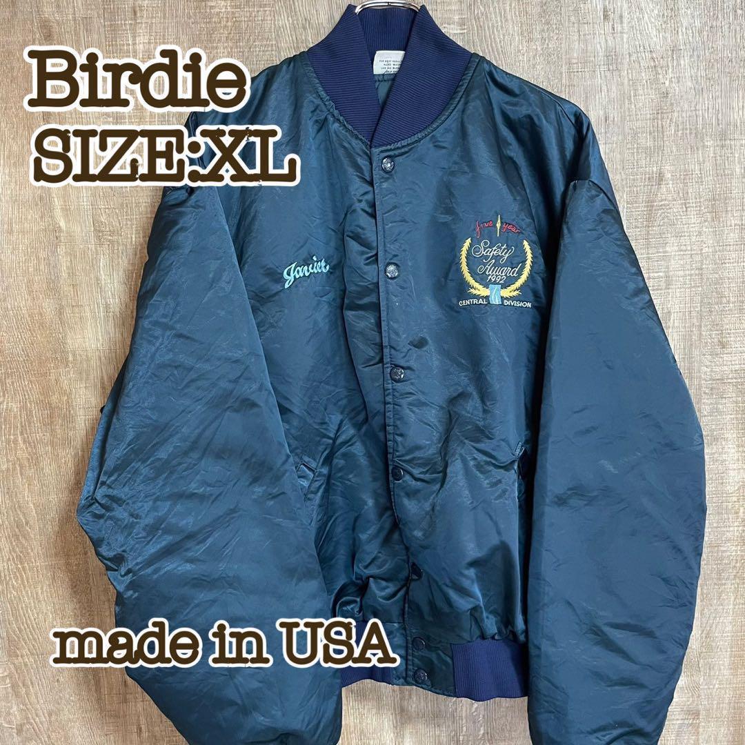 90s Birdie Puffy Jacket, Navy, USA Made, Embroidered Logo