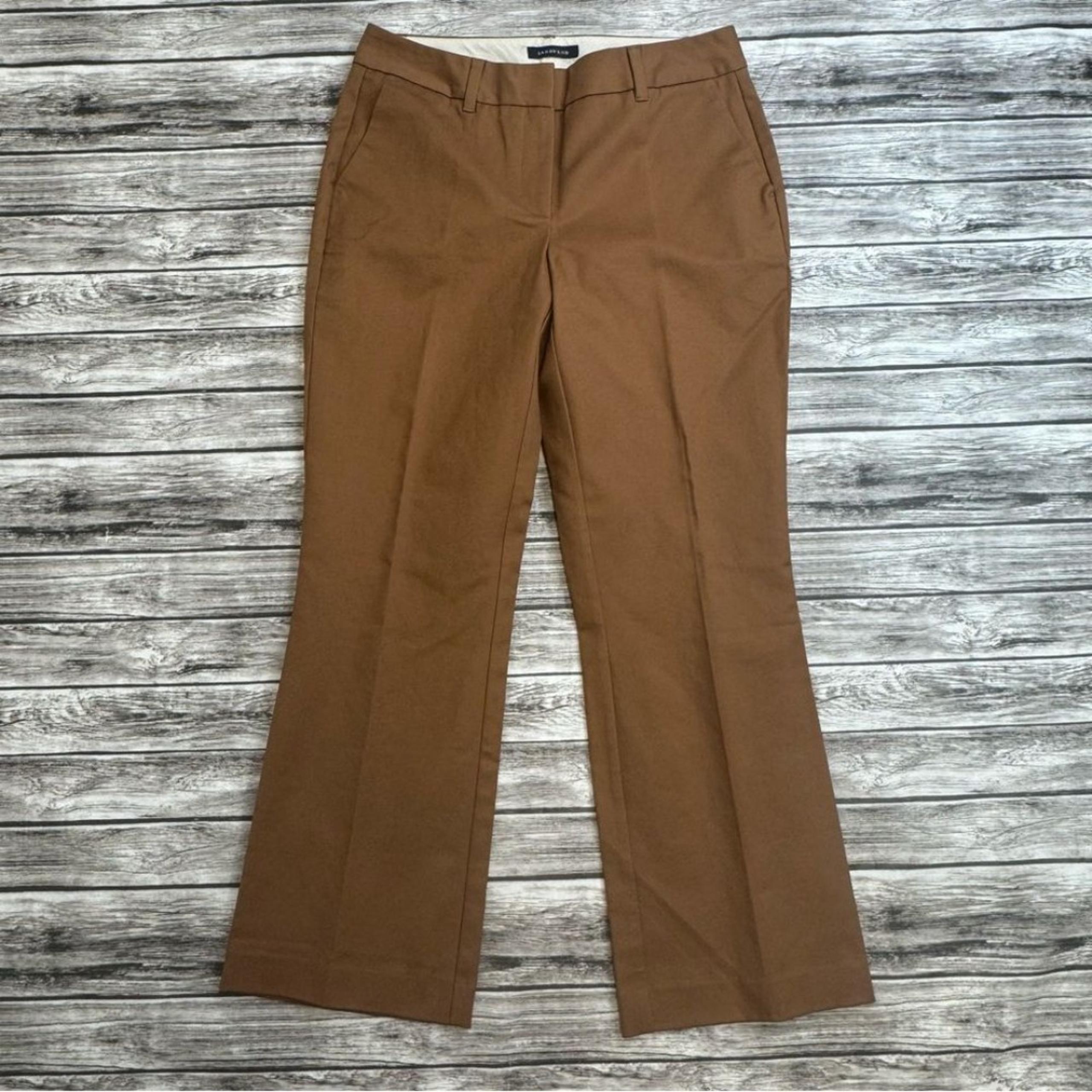 Lands' End Women's Straight Leg Trousers Cognac Brown Creased 4 Burnt Orange Zip