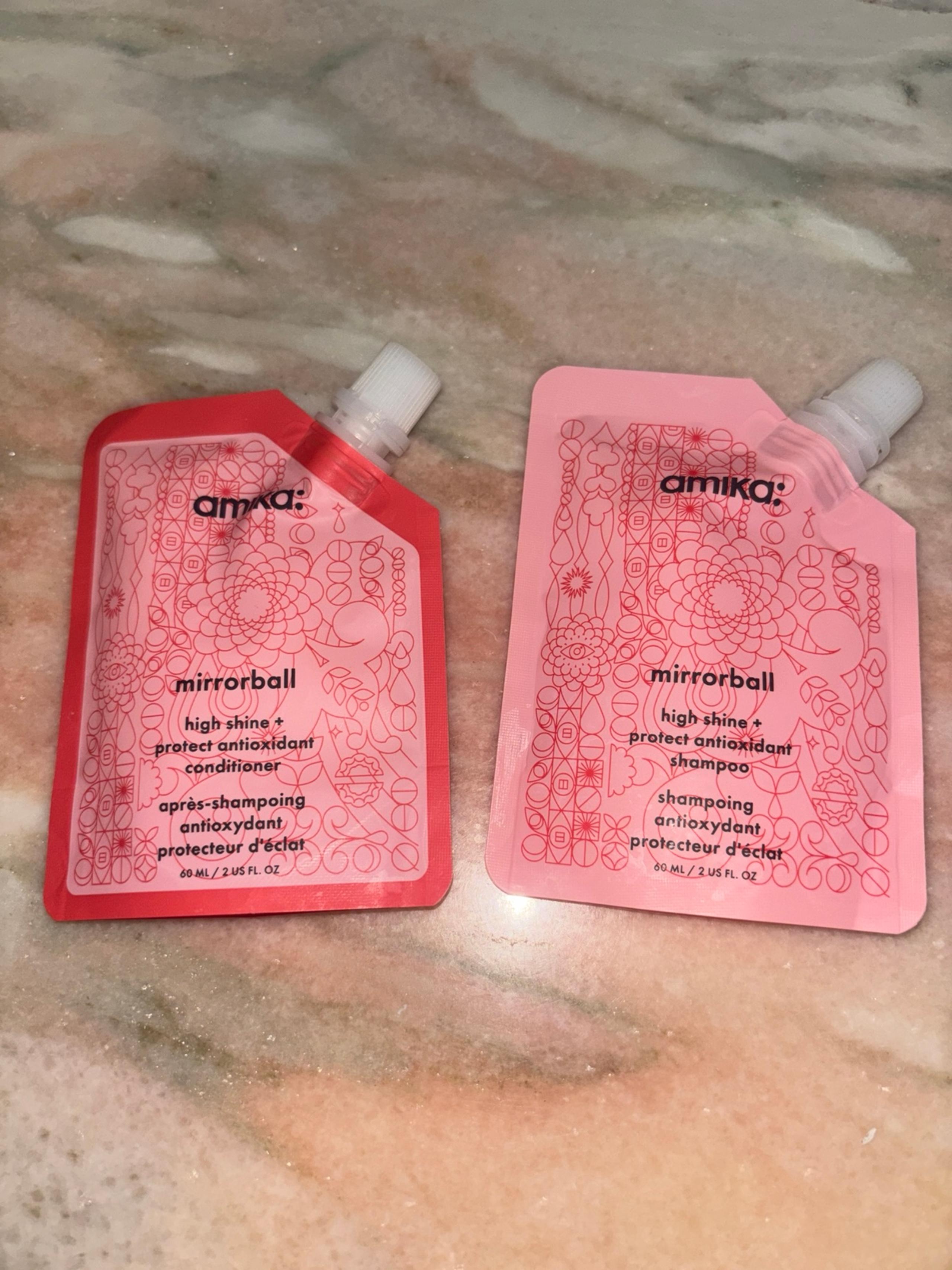 Amika Mirrorball mini shampoo and conditioner 2 oz each