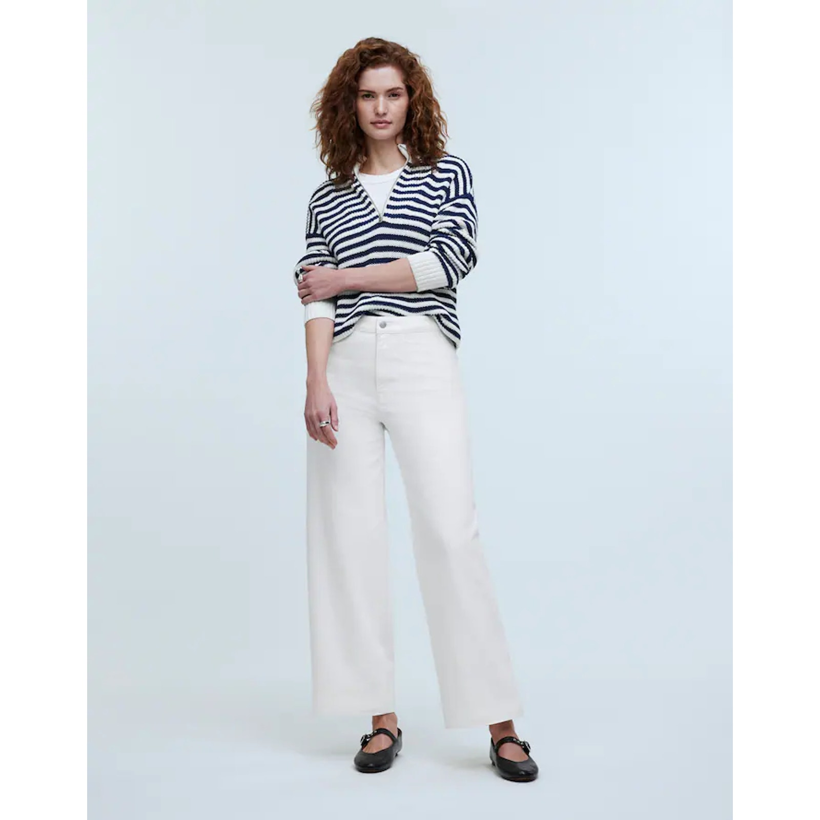 Madewell The Curvy Emmett Wide-Leg Jean in Tile White: Welt Pocket Edition 27