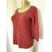 Calypso St. Barth Cashmere Sweater Coral Pink Ribbed Knit Scoop Neck 3/4 Sleeve