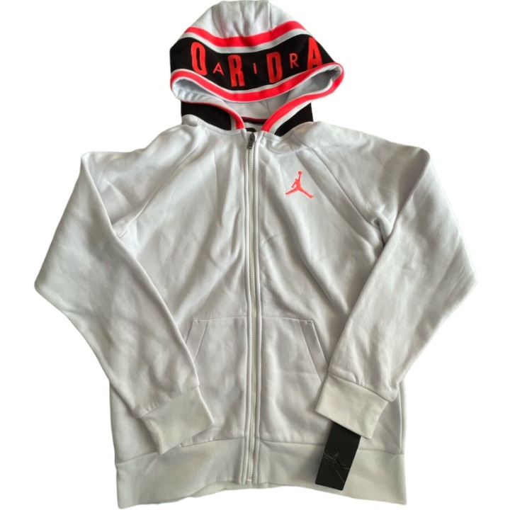 Boy’s Sweatshirt AIR JORDAN Hoodie Full zip White Size XL