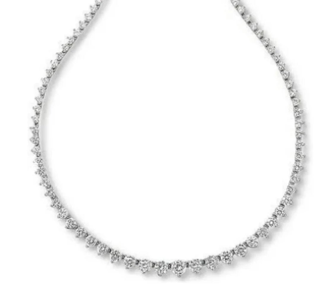Sterling Silver 20¾ CT. T.W. Cubic Zirconia Graduated Link Necklace