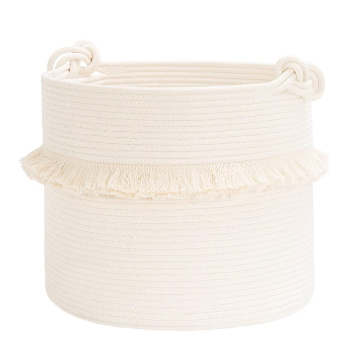 Large Woven Storage Baskets – 16'' x 13'' Cotton Rope Decorative Hamper