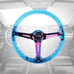 NEW JDM TRD Universal 6-Hole 350mm Deep Dish Blue Crystal Bubble Steering Wheel