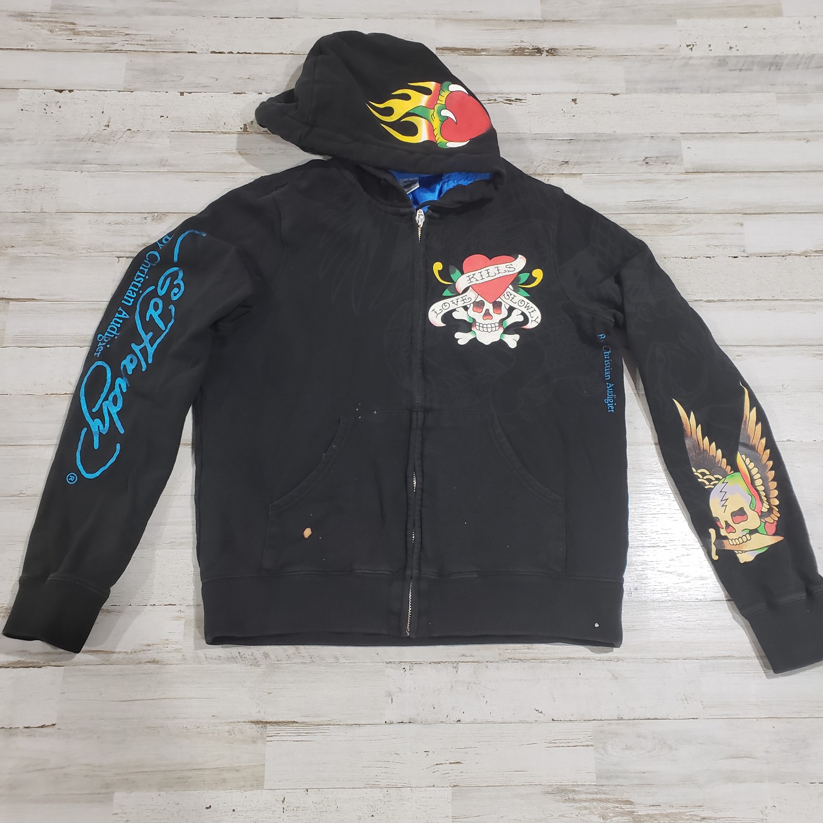 Vintage Y2k Ed Hardy Women's Full Zip Hoodie Rare