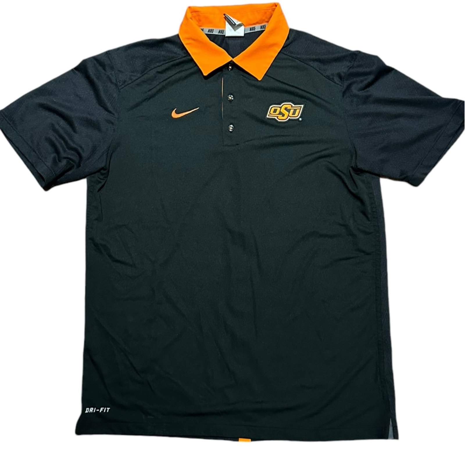 OSU Oklahoma State University Black Short Sleeve Polo Shirt by Nike Medium