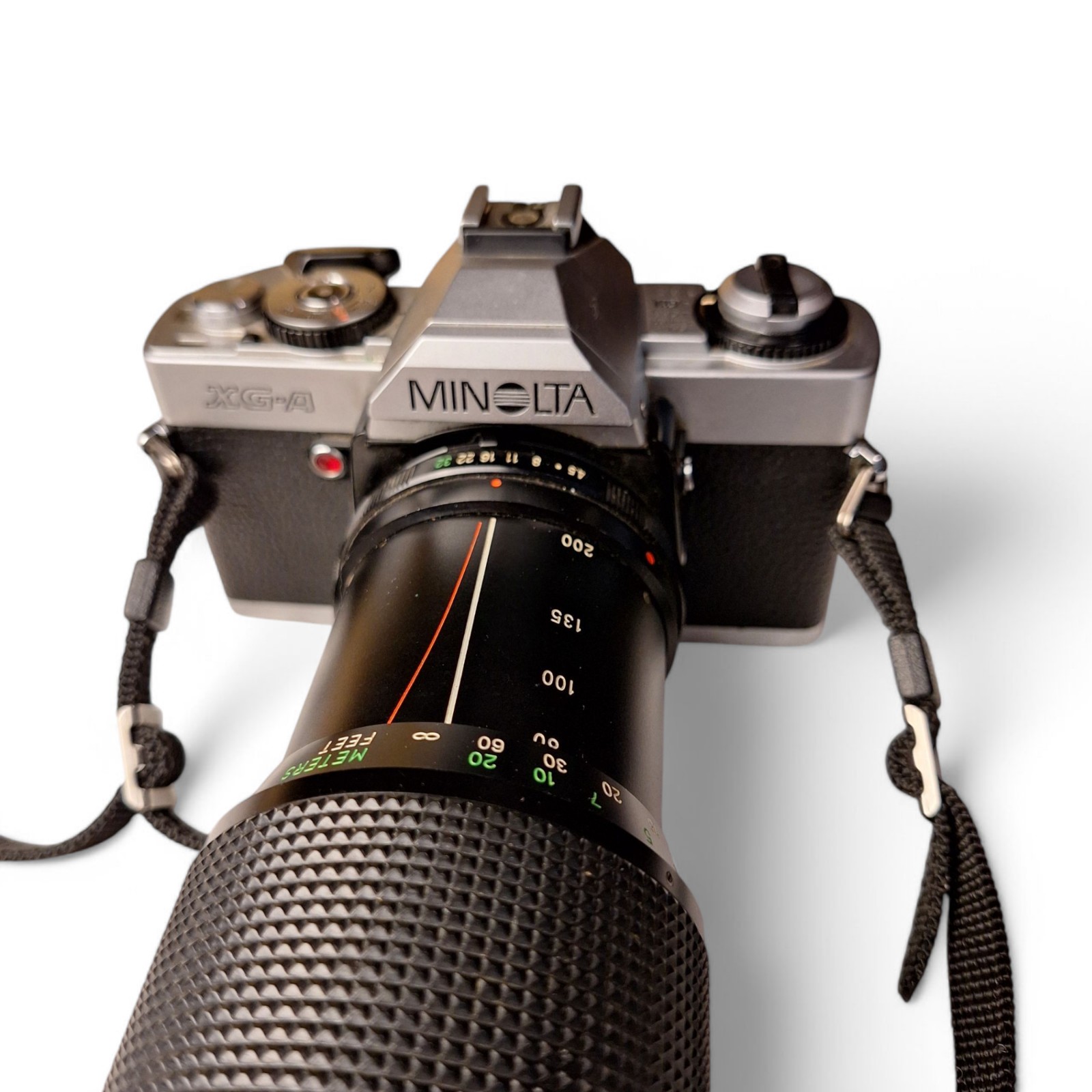 Minolta XG-A 35mm SLR Film Camera w/Vivitar  Zoom 1:4.5 80-200mm Lens