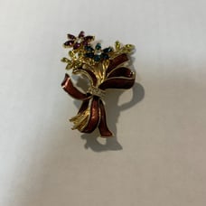 Vintage Signed Monet Multi-color Rhinestone Enamel Flower Brooch, women's brooch