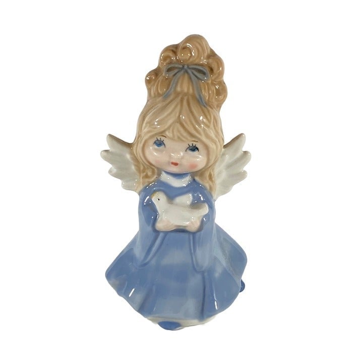 Vintage Kelvin's Exclusives Angel Holding Dove Midcentury Porcelain Collectible