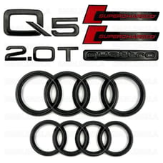 Audi Q5 Emblem Gloss Black Rings Rear Quattro 2.0T Sline 2013-2020 Combo Set