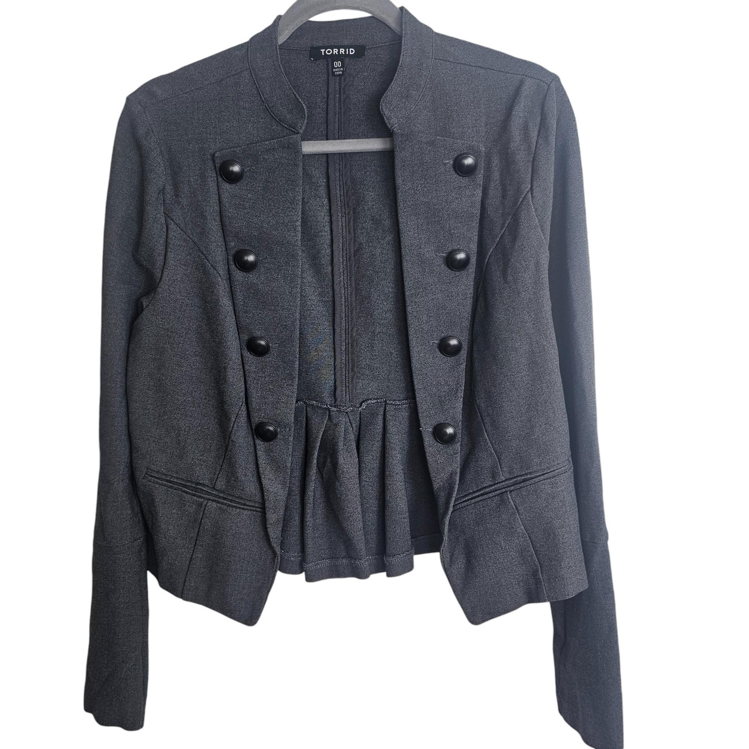 Torrid Jacket Military Jacket Women 00 Gray Peplum Jacket Women Blazer Jacket