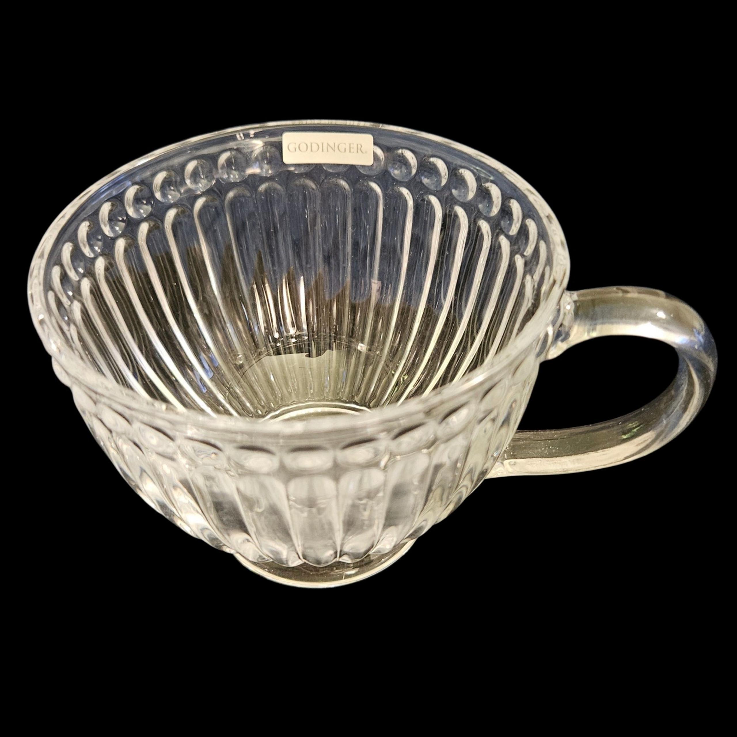 Godinger Triumph Crystal Glass Cups Set of 3 Ribbed Clear Tea Coffee Mugs 13.5oz