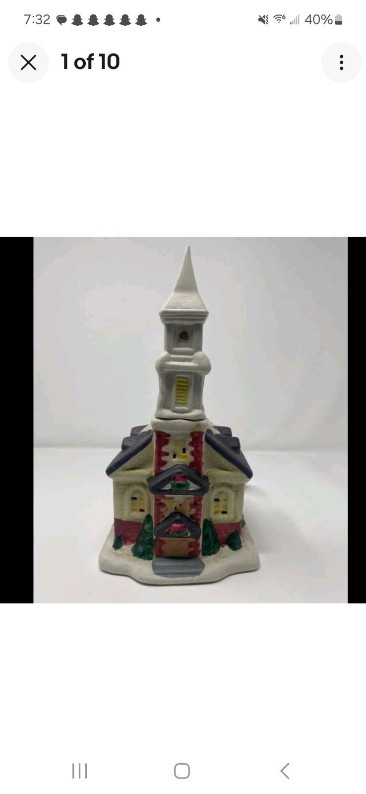 Liberty Bell Christmas Hand Painted Ceramic House w/ removable chimney no light