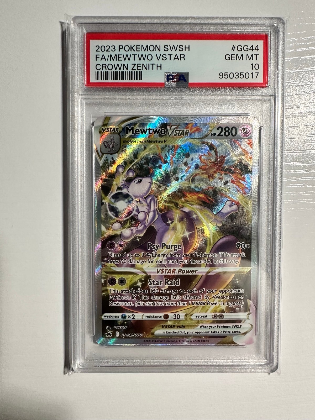 Pokemon Mewtwo VSTAR GG44/GG70 Crown Zenith: Galarian Gallery Holo PSA 10