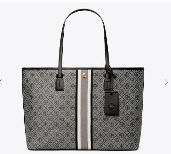 TORY BURCH T MONOGRAM COATED CANVAS TOTE BAG size Large