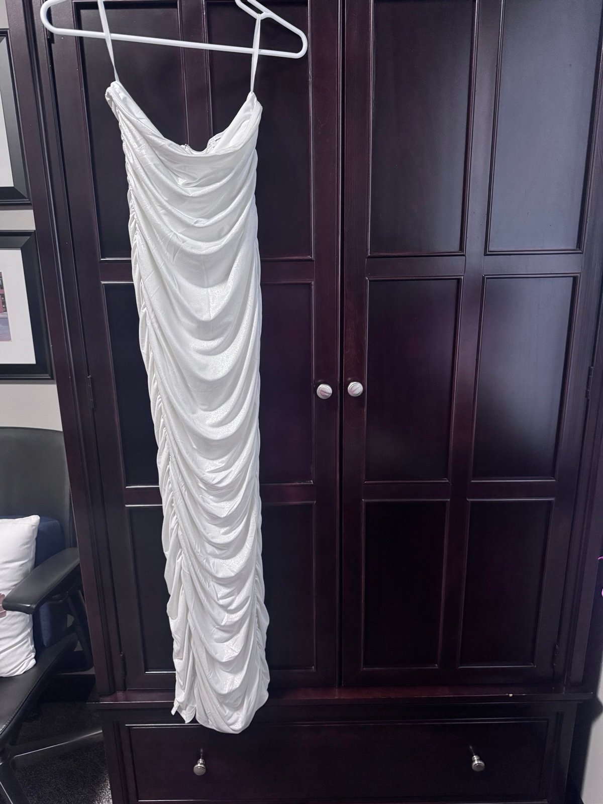 From REVOLVE :Beautiful white strapless fitted long dress