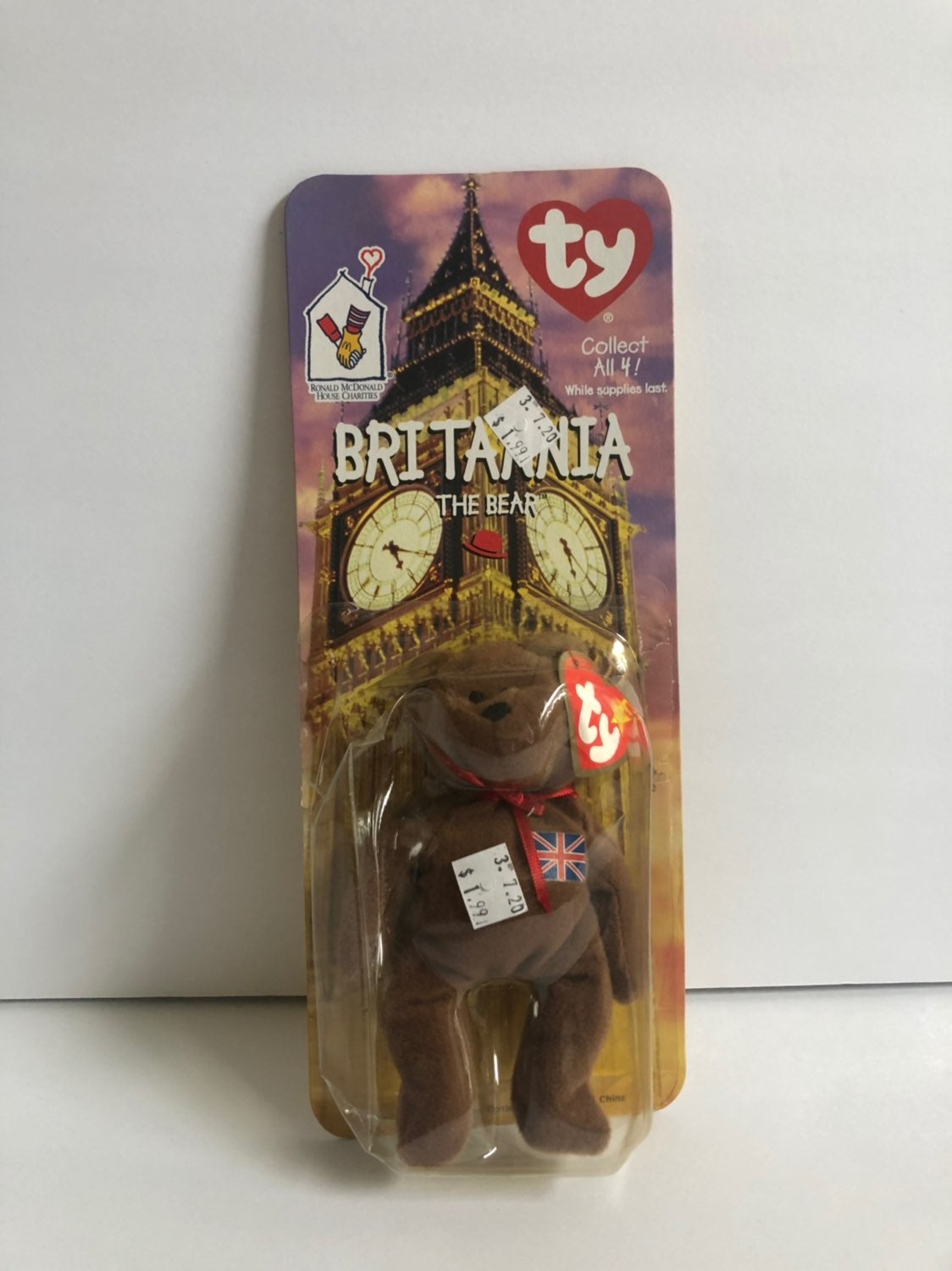TY BRITANNIA THE BEAR 1999 BEANIE PLUSH