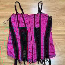 fredericks of hollywood pink and black corset