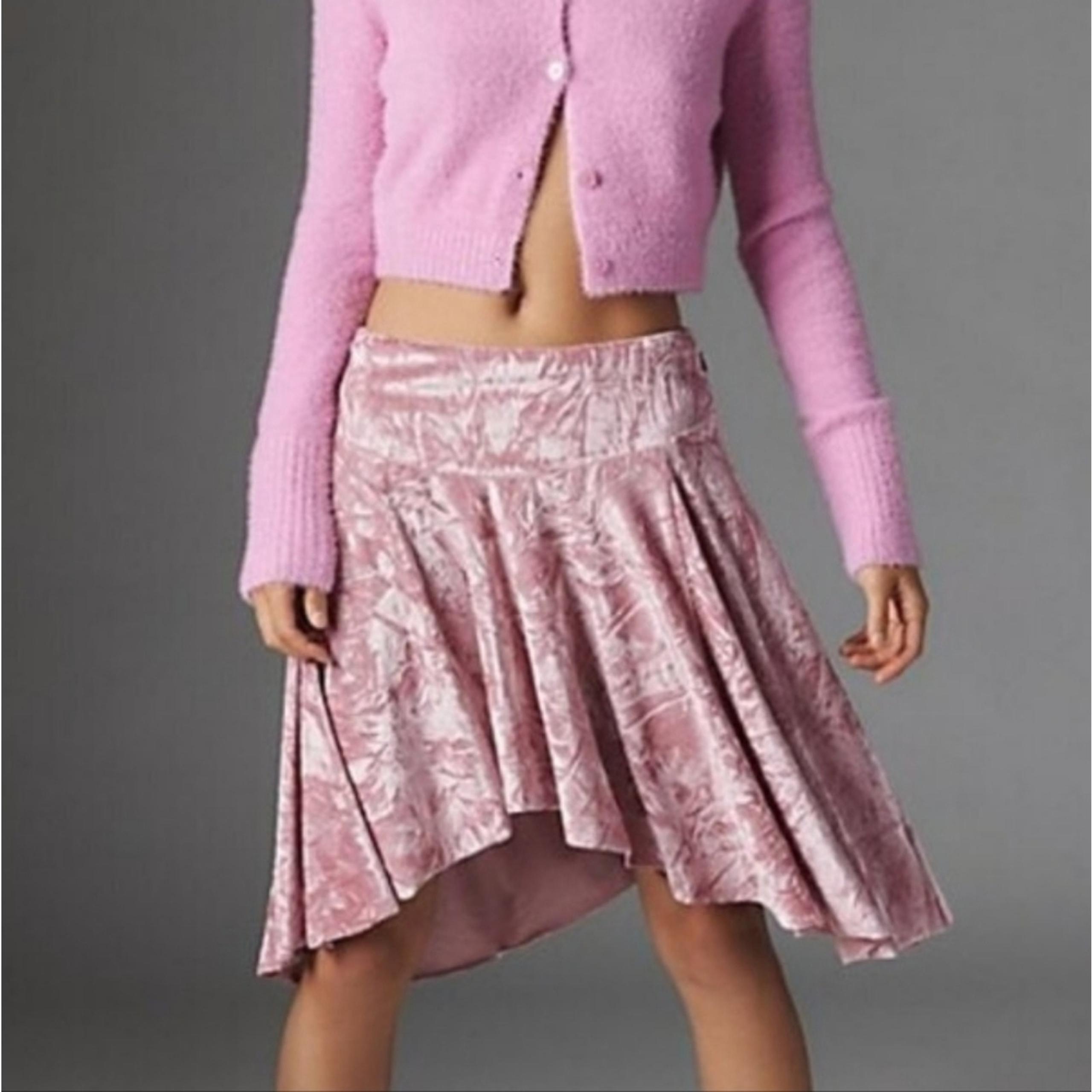 Urban Outfitters Silence + Noise Willa Crushed Velvet Mini Skirt Pink Medium