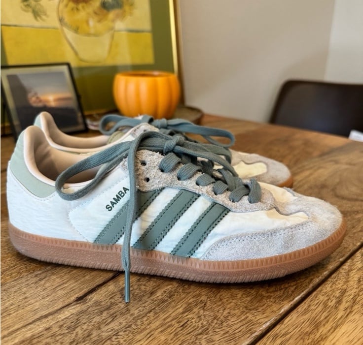 Adidas Samba Sneakers in Silver Green & Putty Mauve