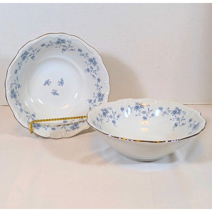 Johann Haviland Germany Blue Garland Set of 2 Porcelain Serving Bowls, 8.5