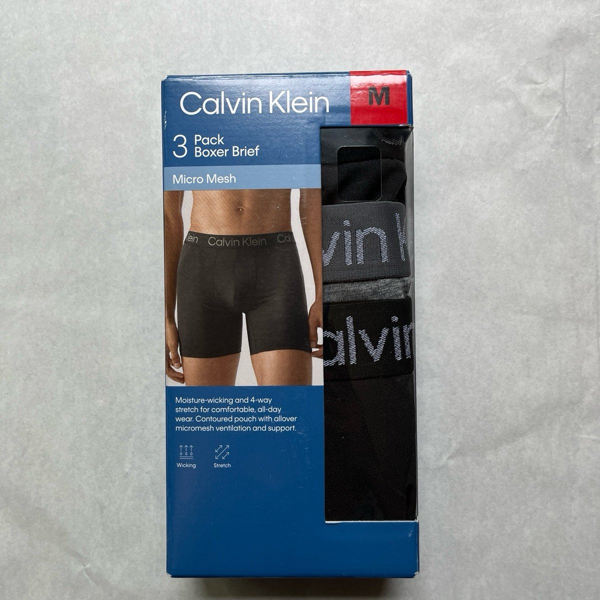 New in box Calvin Klein Men's Boxer Brief, 3-pack, Black, Size Medium