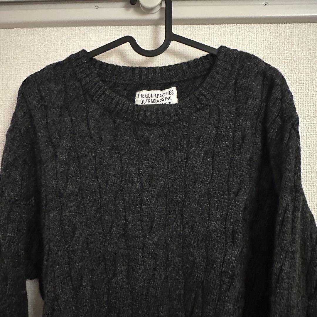 Wacko Maria Cable Knit Sweater Dark Grey