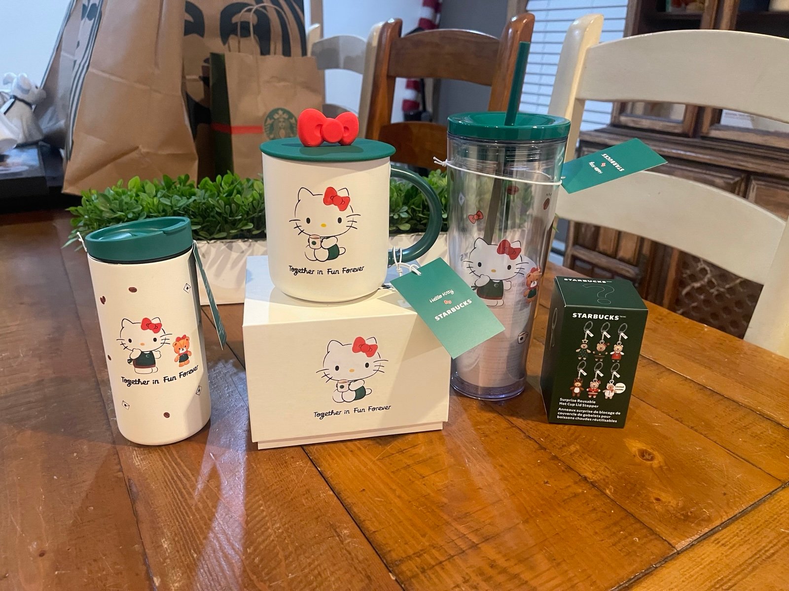 2025 Hello Kitty Starbucks Tumbler, Mug, Small Tumbler and Surprise Stopper.