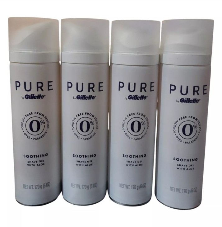 Gillette Pure Soothing Shave Gel 0% w/ Aloe 6 oz 4pk