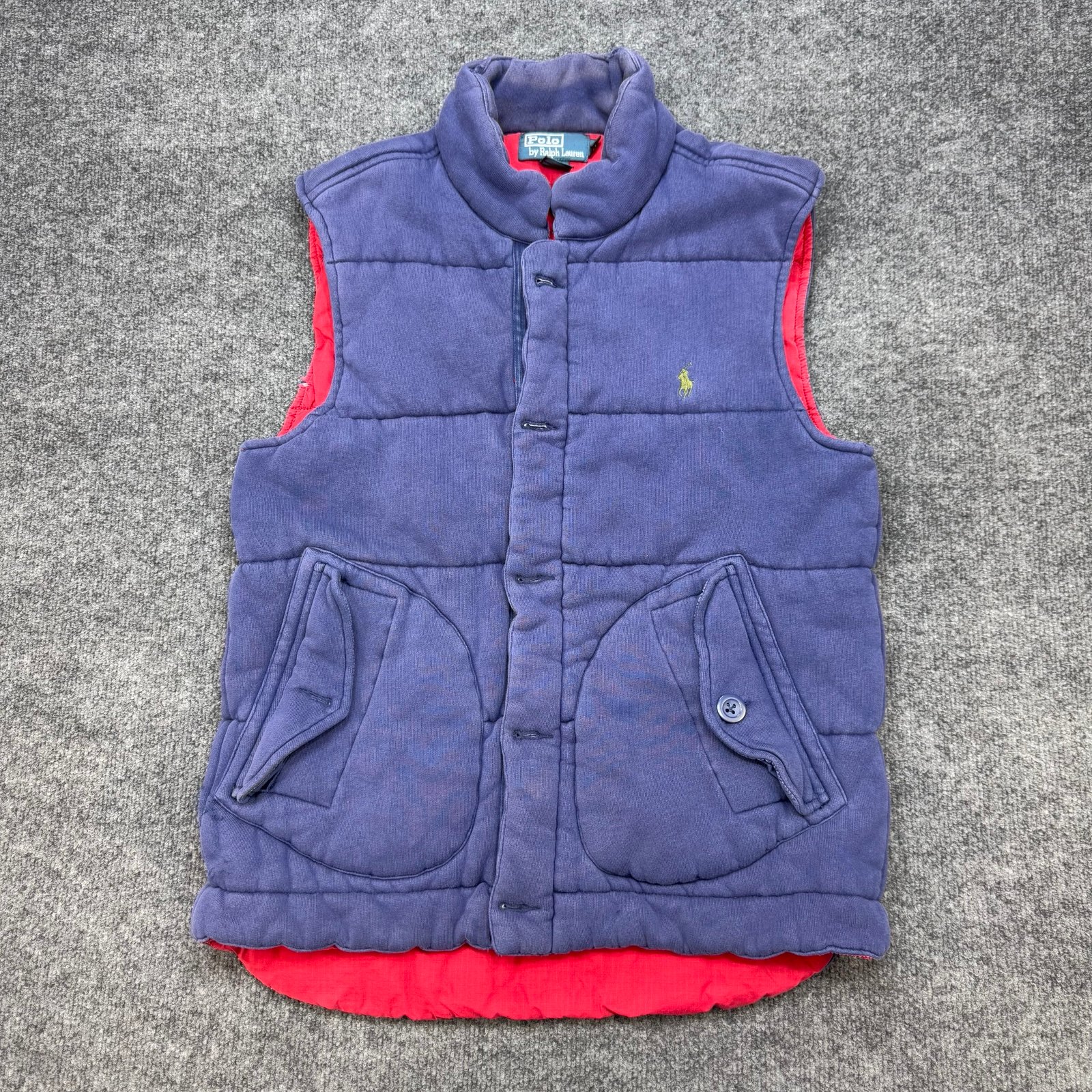 Vintage Polo Ralph Lauren Quilted Puffer Vest VTG Blue Red Men’s Size Medium