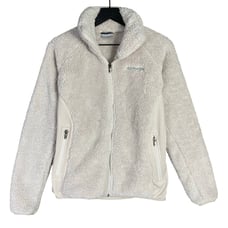 Columbia Women's Fleece Jacket M White Sherpa Full Zip Cozy Outdoor Warm