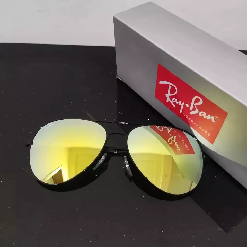 Unisex RAY-BAN RB3026 Aviator Sunglasses Large 62mm Black Frame/Yellow Lens