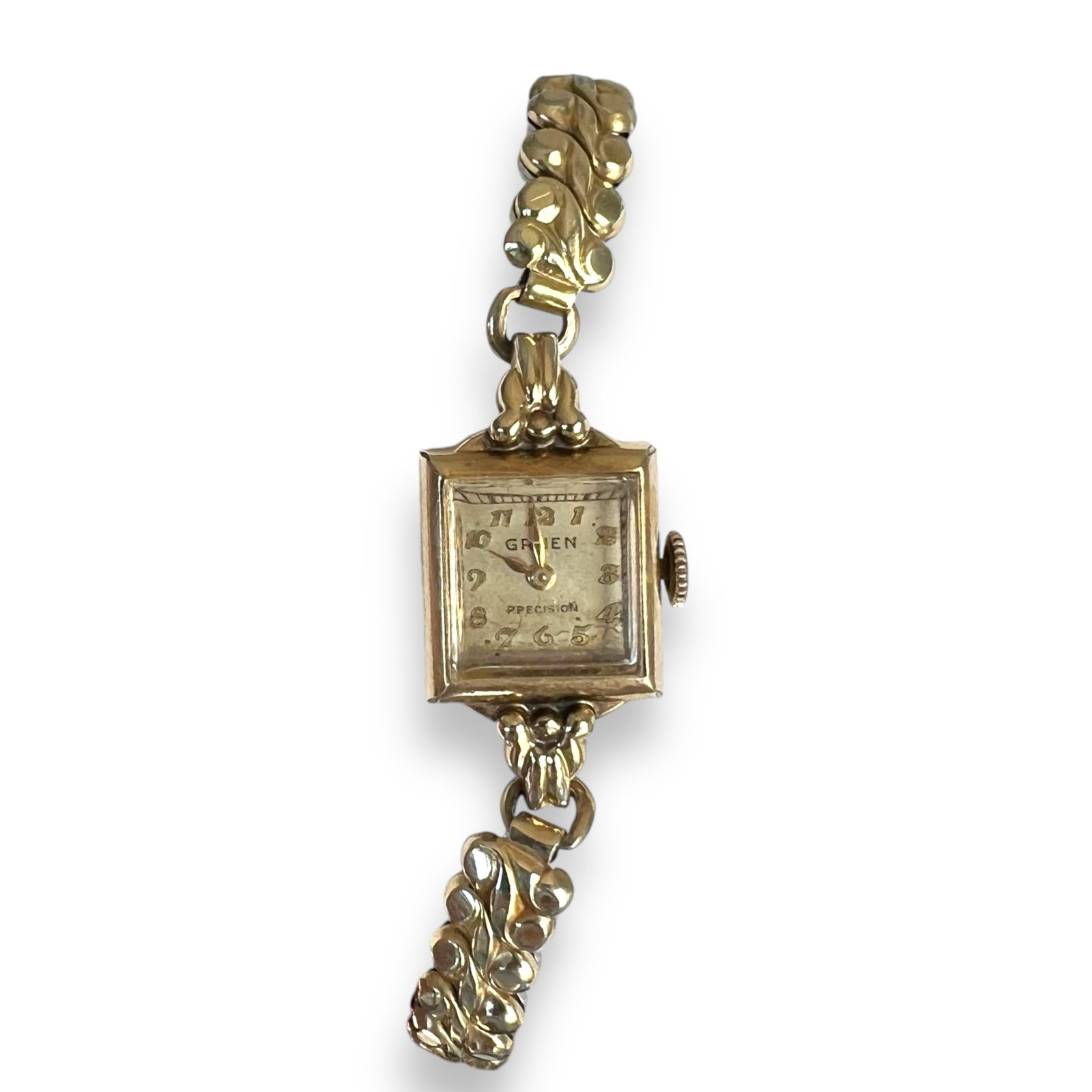 VTG 50s Gruen precision 10k gold filled watch stretchy band women small dainty