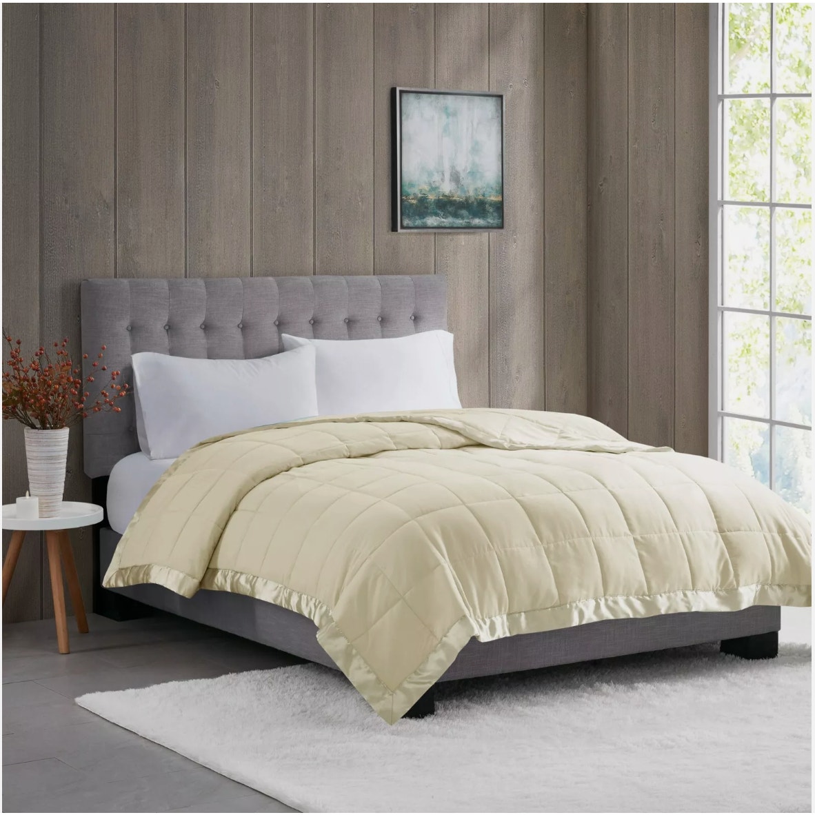 Moisture Proof Lightweight Down Alternative Silky Smooth Blanket Satin Trim King