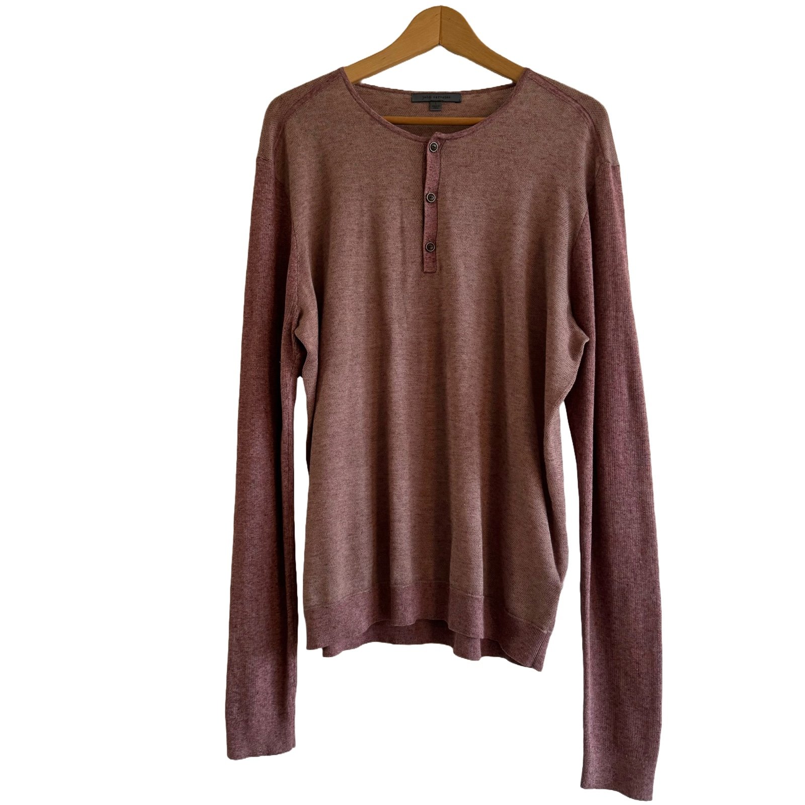 John Varvatos Men’s Lightweight Long Sleeve Henley Silk Linen Blend Size Large