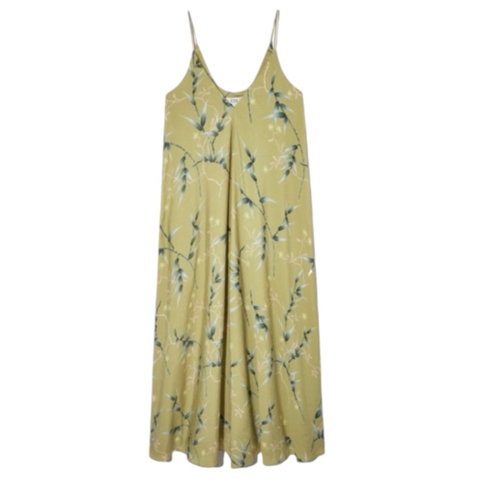 NWT COS V-neck Green Floral Voluminous Midi Slip Dress Size 2 US