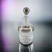 Clear Glass Decanter Silver Tone Band & Ball Stopper 28 oz. MCM Style Barware
