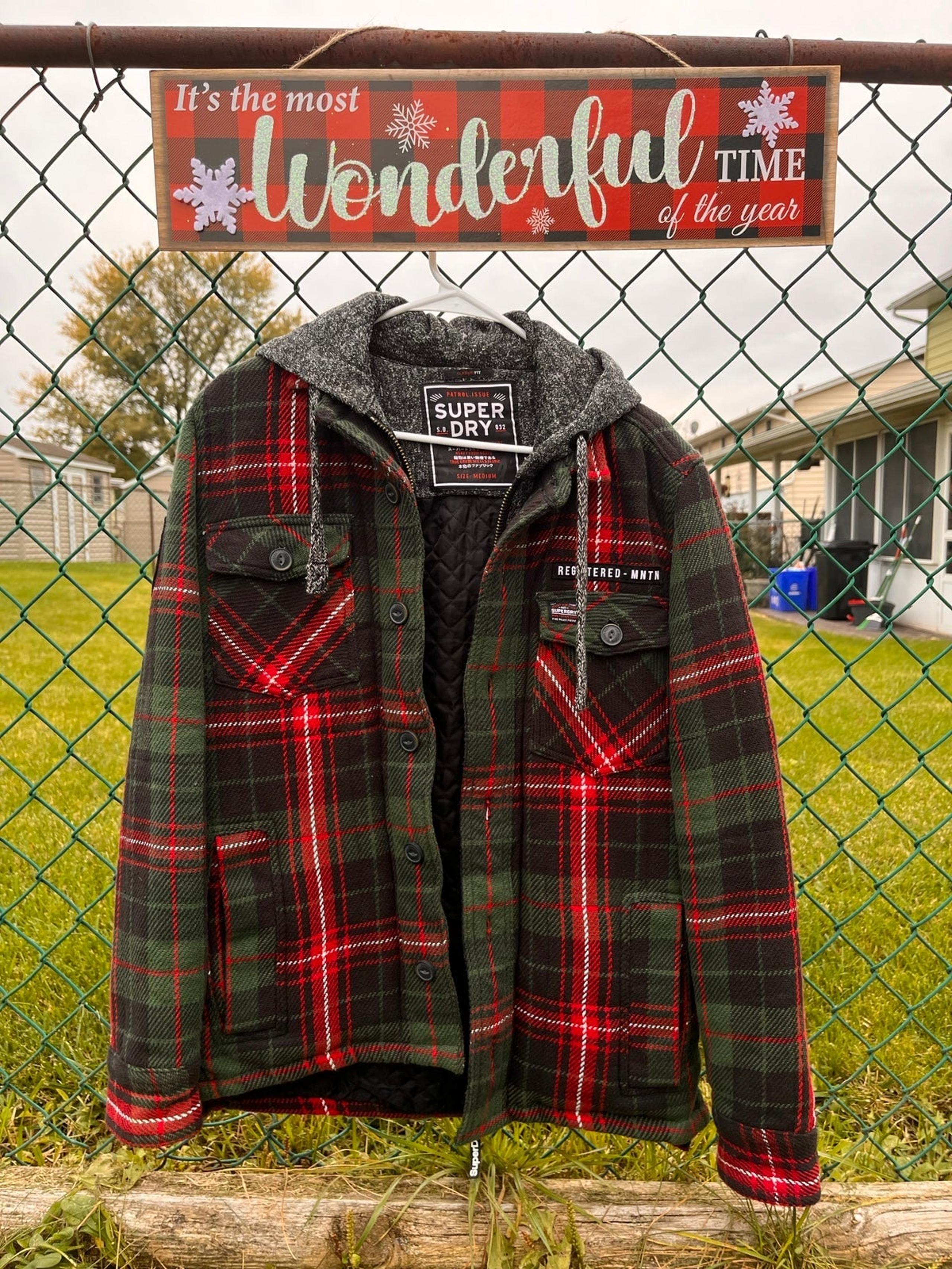 Winter men’s jacket Christmas colors with a zipper and buttons