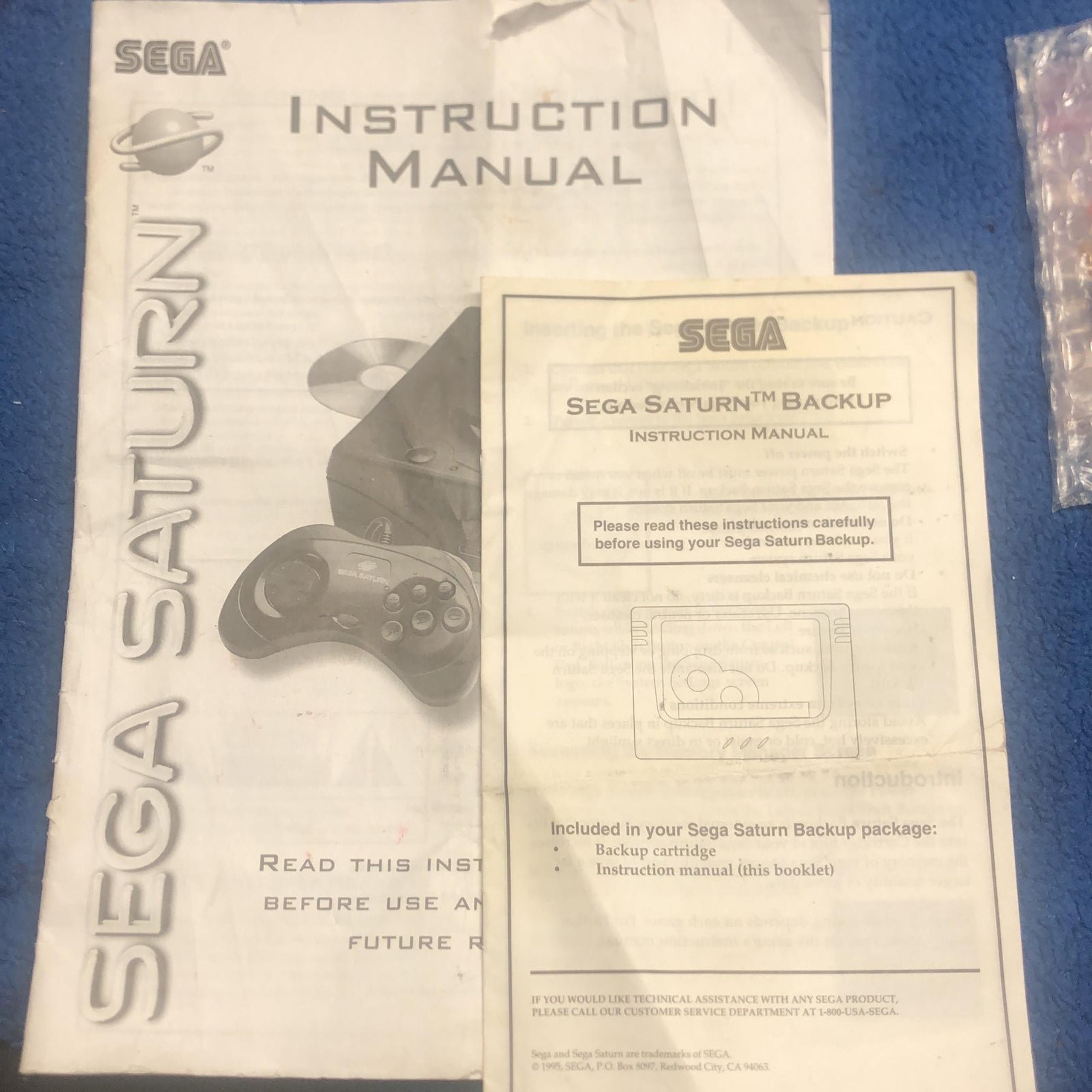 Sega Saturn Console Manual and Back up Manual