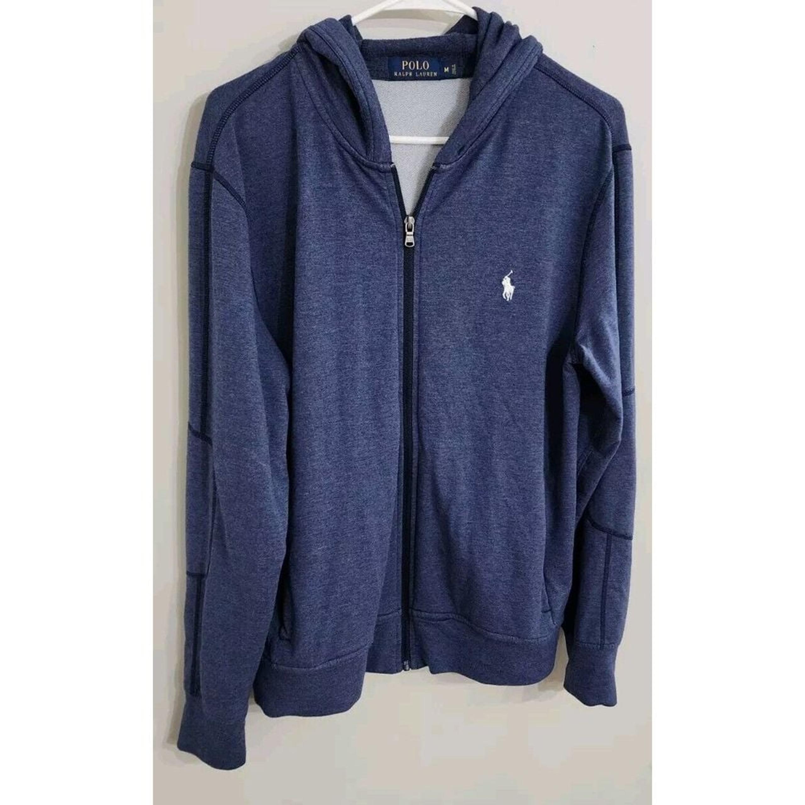Ralph Lauren Polo Gray White Pony Mens Hooded Full Zip Sweatshirt Jacket M