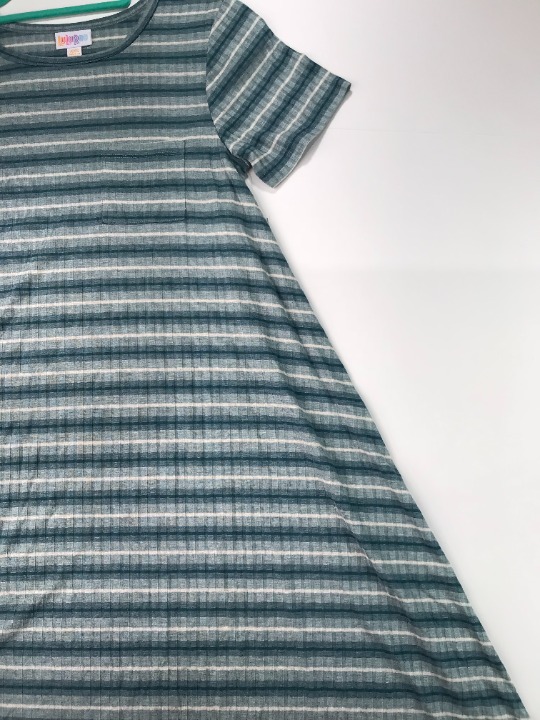 LuLaRoe Carly Teal Strips High-Low Dress