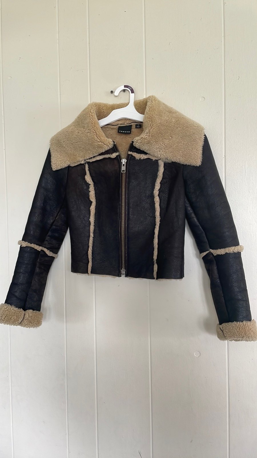 Trouvé Lamb Shearling Fur Zip Jacket Sz S