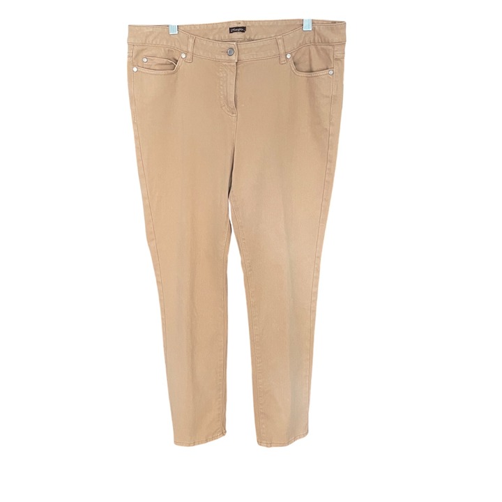J.McLaughlin Tan Slim Fit Stretch Trousers For Women Size 14