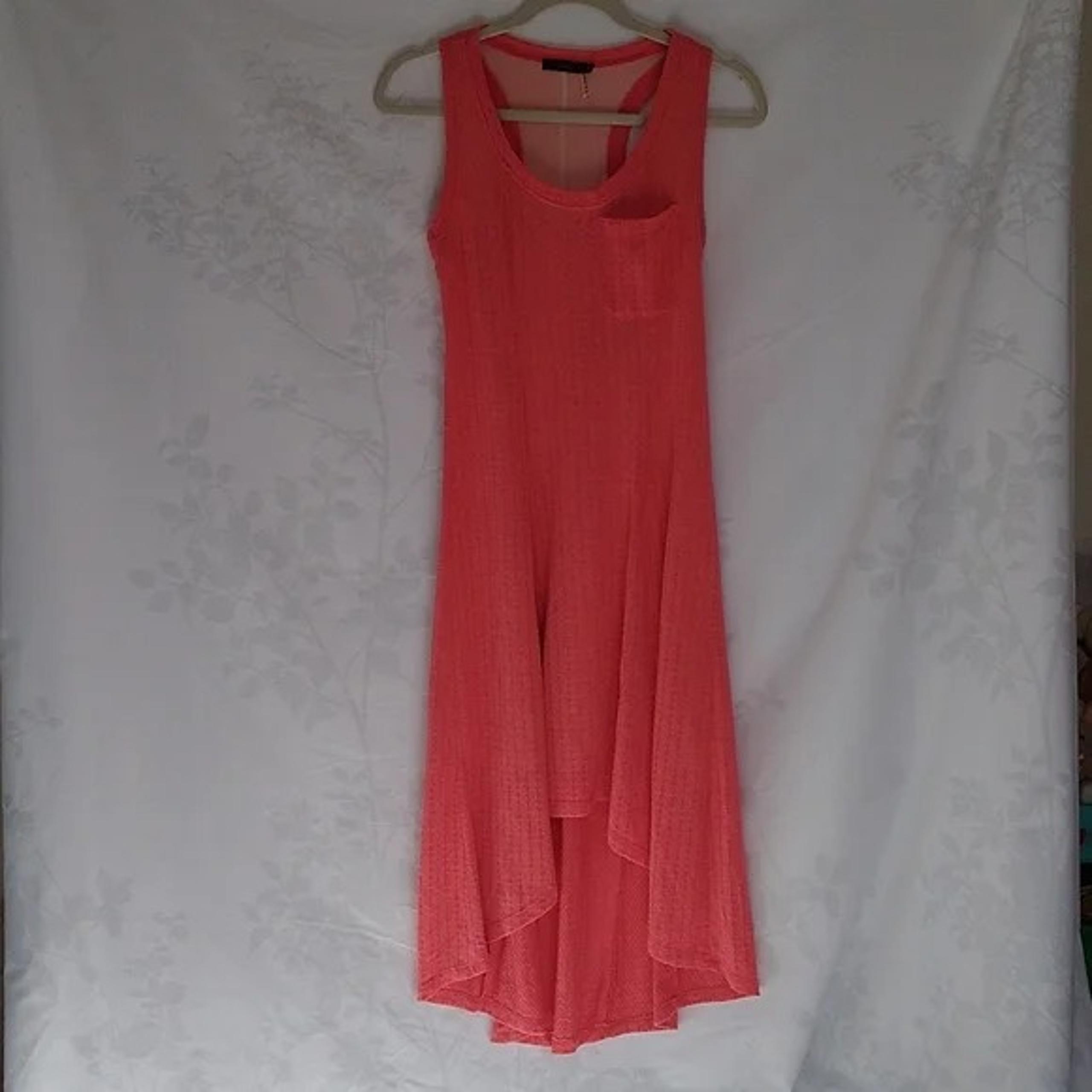 THML coral pink racer back high low dress M