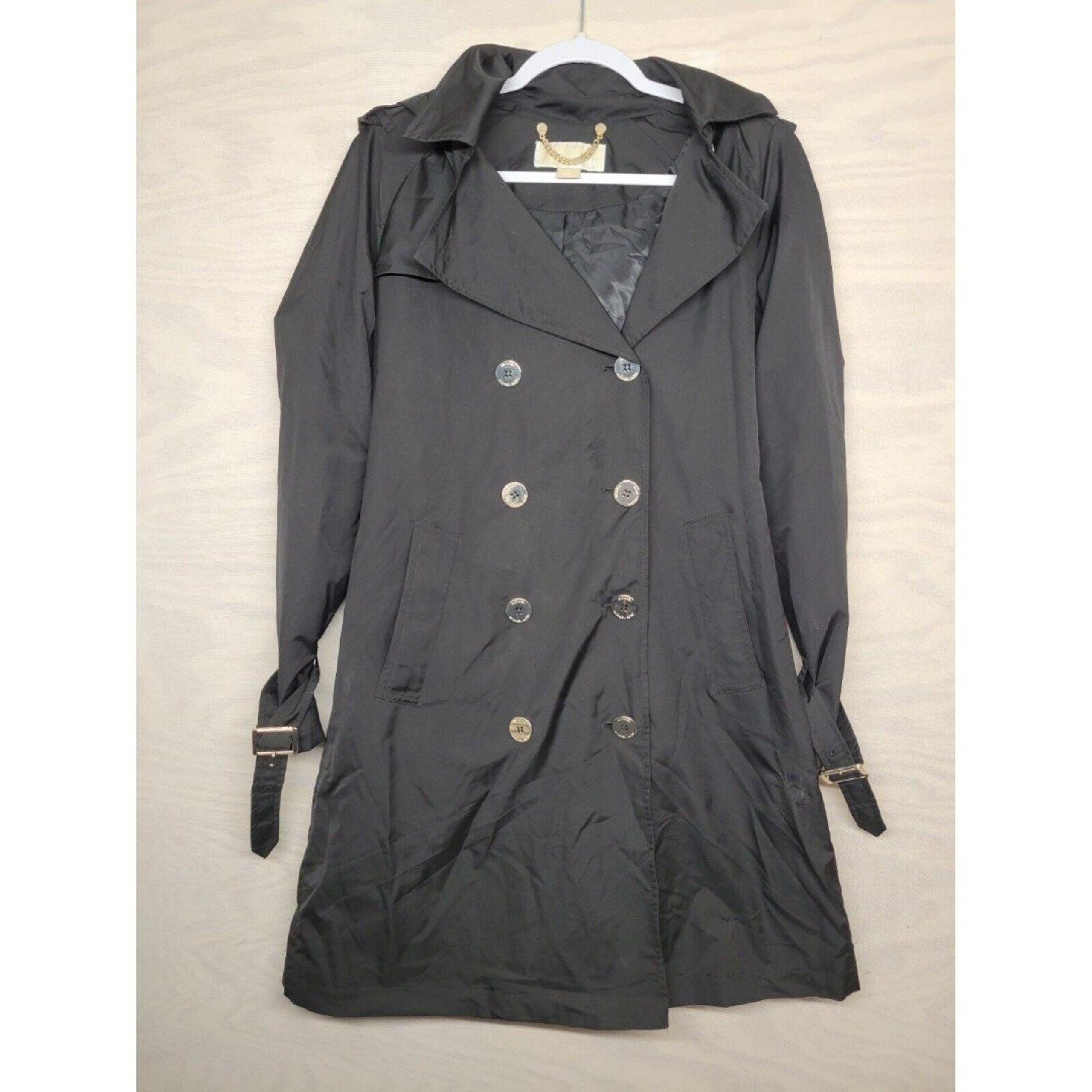 Michael Kors Women's SZ S Trench Coat Double Breasted Jacket Hooded Pockets