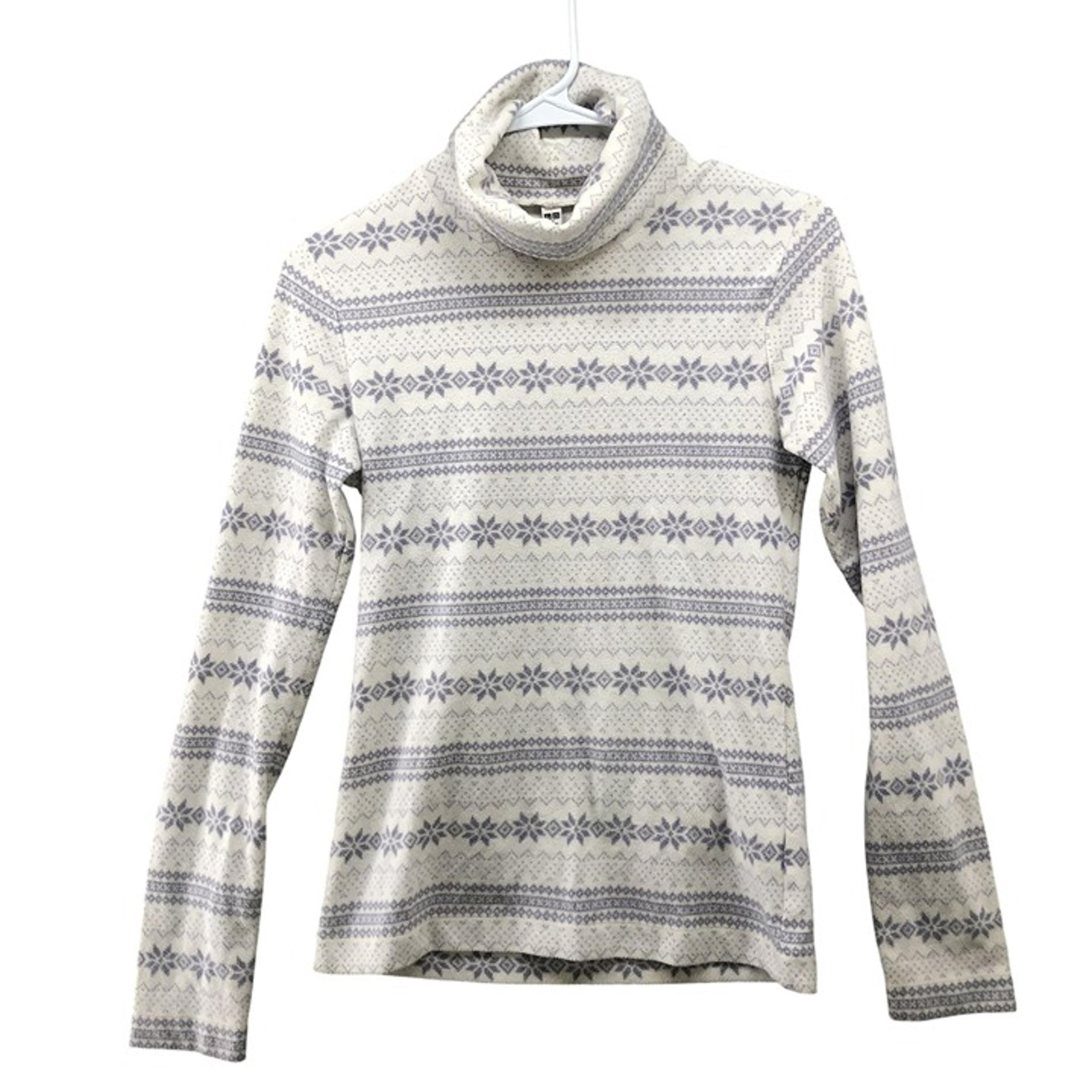 Uniqlo Heattech Fleeece Pullover Womens XS Turtleneck Fair Isle Sweater