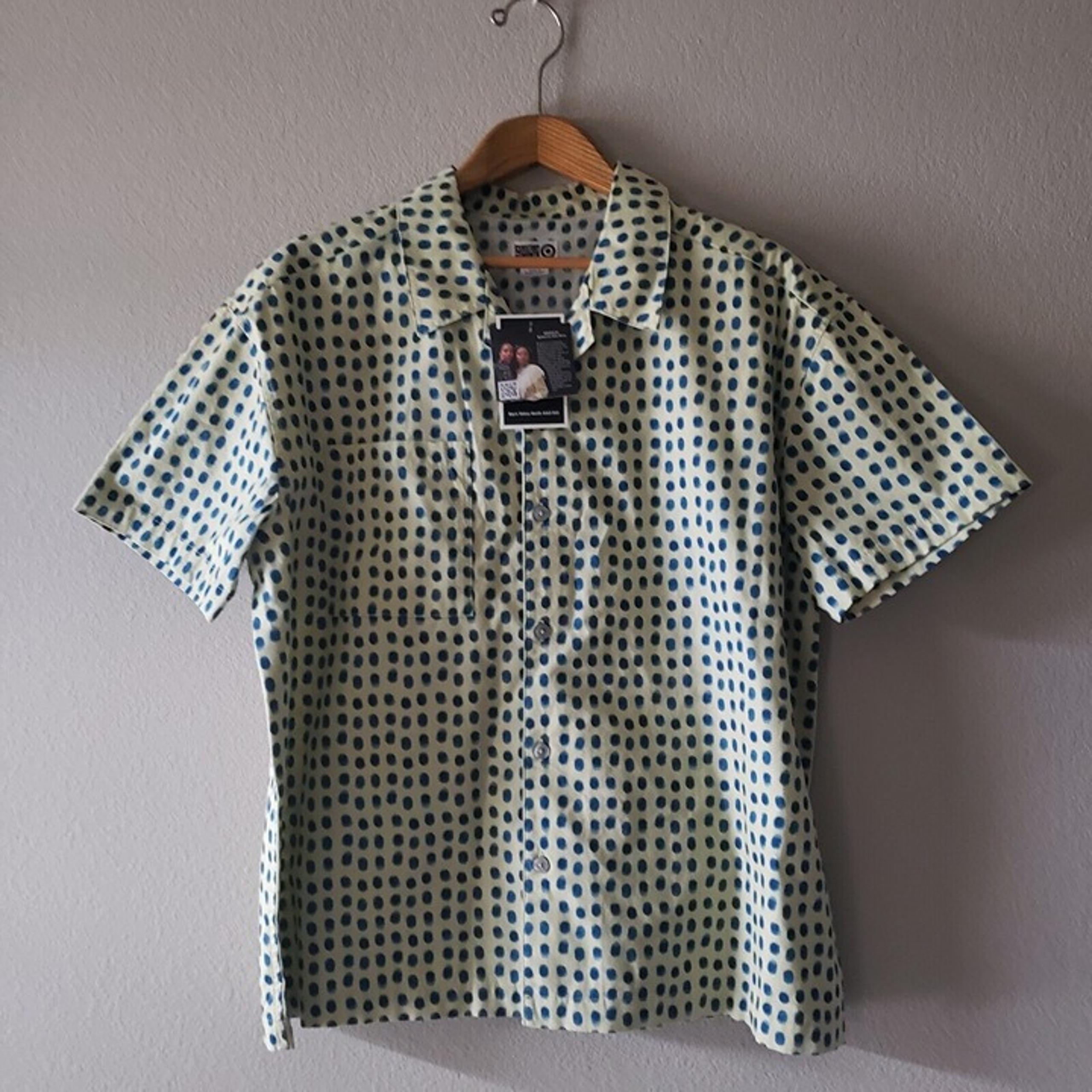Green Short Sleeve Shirt Button-Down Polka Dots House of Aama x Target Large