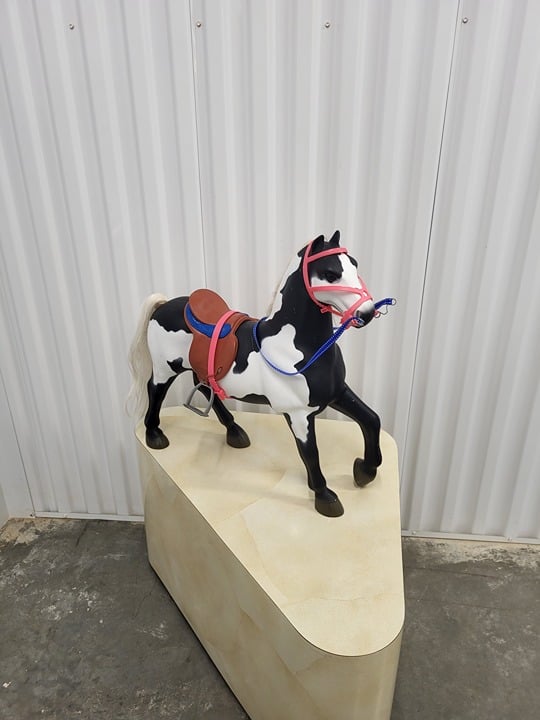 Battat Belgium Draft Black & White Horse Figure w/ Saddle